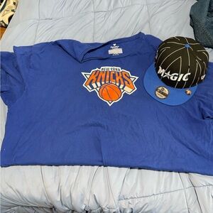 4xl New York Knicks t shirt by fanatics and Orlando magic SnapBack new era